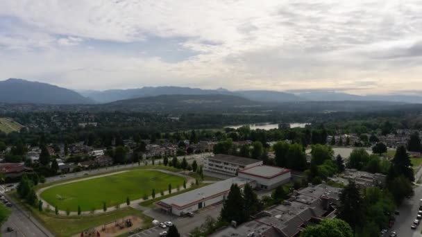 Aerial Timelapse Modern City Cloudy Summer Evening Taken Metrotown Burnaby — Stock Video