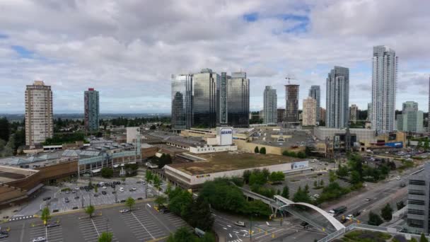 Burnaby Vancouver Canadá Julio 2018 Timelapse Aéreo Metrotown Mall Durante — Vídeos de Stock