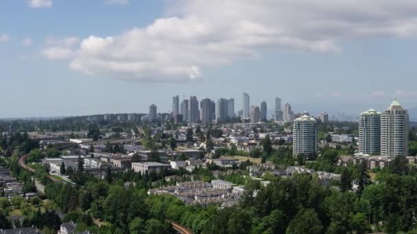 Cronologia Aérea Metrotown Durante Dia Nublado Verão Tomadas Burnaby Vancouver — Vídeo de Stock