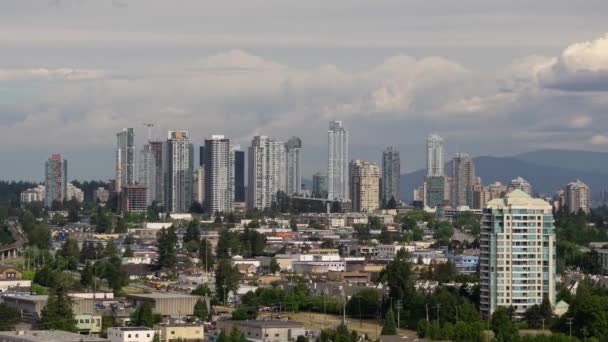 Bulutlu Bir Yaz Günü Metrotown Havadan Timelapse Burnaby Vancouver Kanada — Stok video