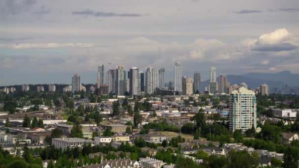 Bulutlu Bir Yaz Günü Metrotown Havadan Timelapse Burnaby Vancouver Kanada — Stok video