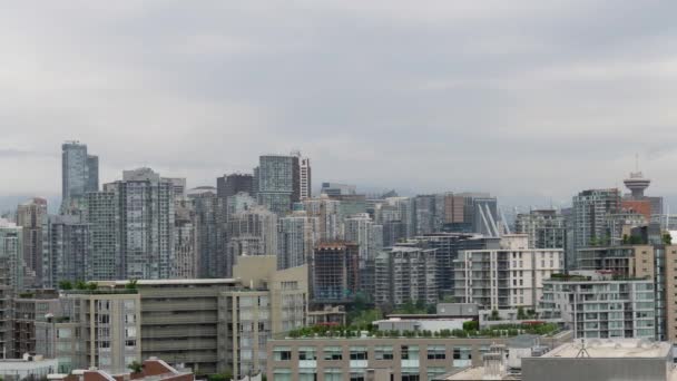 Vancouver Kanada Május 2018 Légi Timelapse Belváros Városkép Közben Felhős — Stock videók