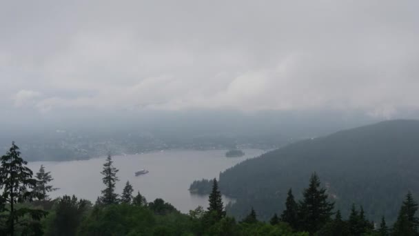 Timelapse Deep Cove Indian Arm Cloudy Summer Day Taken Top — Stock Video