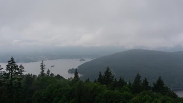 Timelapse Deep Cove Indian Arm Durante Día Nublado Verano Tomado — Vídeos de Stock