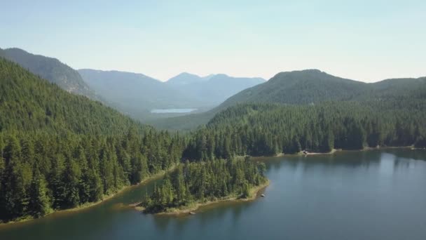 Vue Aérienne Magnifique Paysage Canadien Par Une Journée Ensoleillée Été — Video