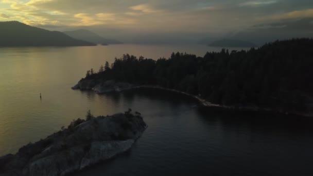 Aerial View Beautiful Canadian Landscape Vibrant Summer Sunset Taken Whytecliff — Stock Video