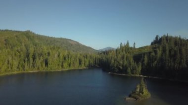 Alice Gölü hava dron görünümünü canlı bir güneşli gün boyunca. Kuzey Vancouver Adası, British Columbia, Kanada alınan.