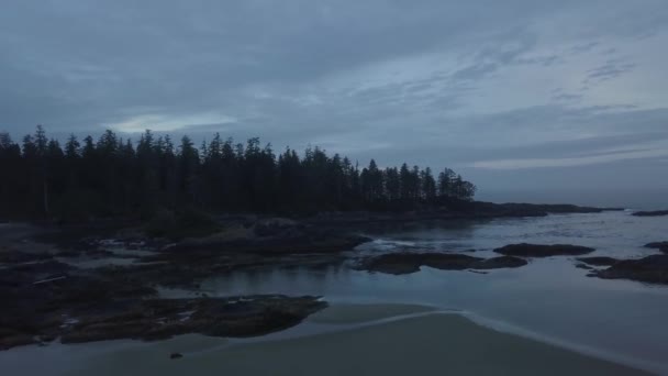 Vue Aérienne Paysage Marin Côte Océan Pacifique Pendant Coucher Soleil — Video