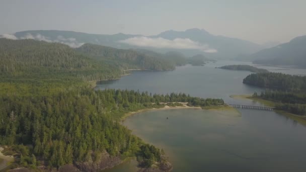 Göl Güneşli Yaz Gün Boyunca Hava Görünümünü Vancouver Adası Kanada — Stok video