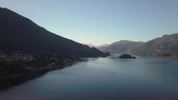 Aerial View Small Town Surrounded Beautiful Canadian Landscape Vibrant Sunny — Stock Video