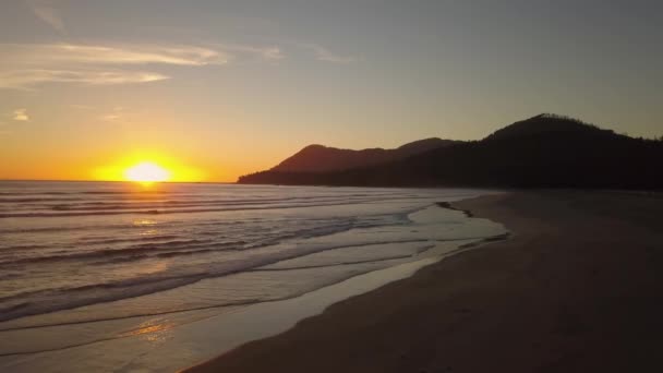 Beautiful Aerial Seascape View Pacific Ocean Coast Vibrant Summer Sunset — Stock Video