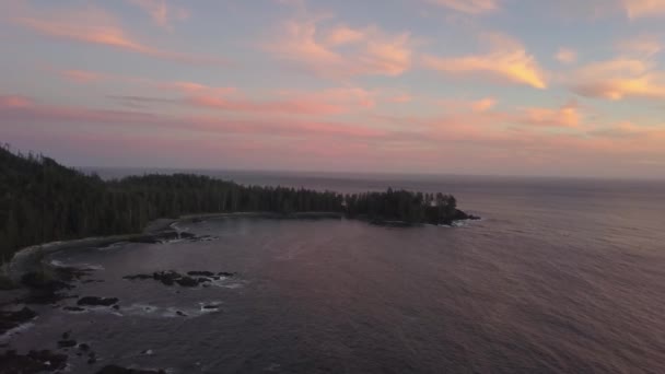 Beautiful Aerial Seascape View Pacific Ocean Coast Vibrant Summer Sunset — Stock Video