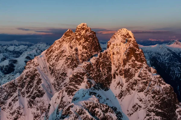 Aerial View Canadian Mountain Landscape Vibrant Sunset Taken North Vancouver — Stock Photo, Image