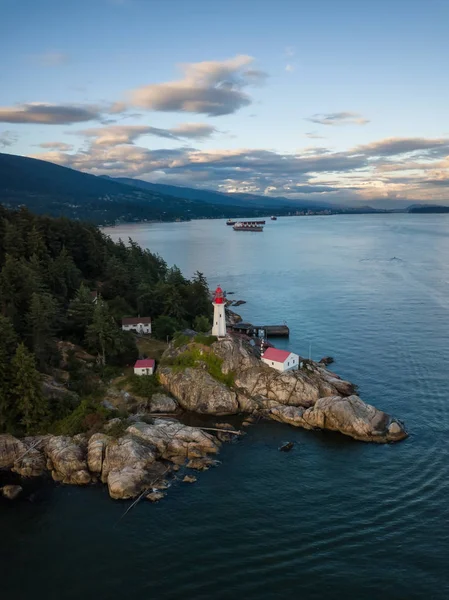 Aerial View Beautiful Canadian Landscape Cloudy Summer Sunset Taken Lighthouse — Stock Photo, Image