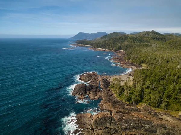 Beautiful Aerial Seascape View Pacific Ocean Coast Vibrant Summer Day — Stock Photo, Image