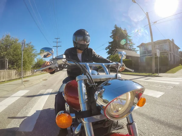 Vancouver British Columbia Kanada Juli 2018 Manusia Mengendarai Sepeda Motor — Stok Foto