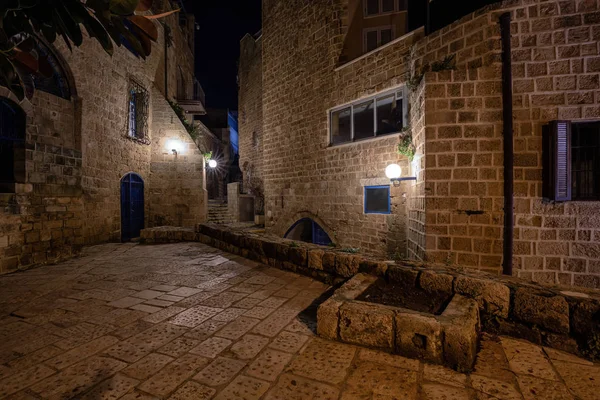 Widok Nocny Alejce Drogi Historycznym Starym Porcie Jaffa Podjęte Tel — Zdjęcie stockowe