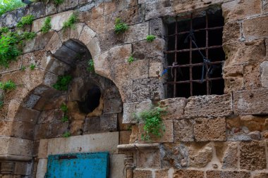 Akko'nun Eski Şehir'inde Tuğla Duvar. Acre'da çekildi, North District, İsrail.