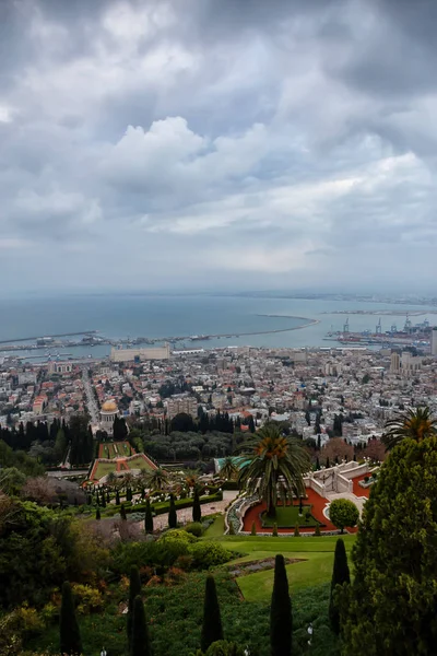 Bella Vista Sui Giardini Bahai Una Città Sulla Costa Del — Foto Stock