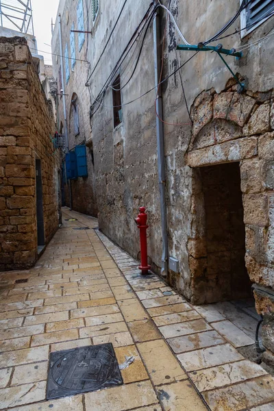 Strade Strette Nella Città Vecchia Akko Preso Acri Israele — Foto Stock