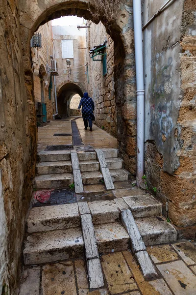 Brudne Ulice Starym Mieście Akko Podjęte Acre Izrael — Zdjęcie stockowe