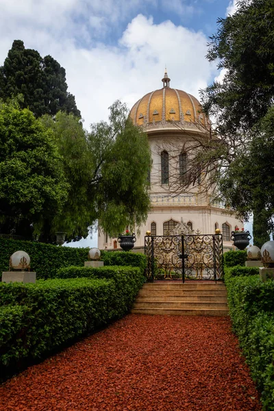 Vacker Utsikt Över Bahai Gardens Molnig Dag Taget Haifa Israel — Stockfoto