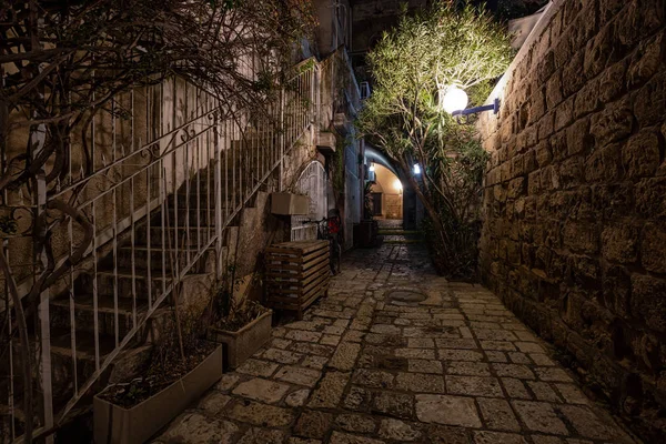 Night View Alley Ways Historic Old Port Jaffa Taken Tel — Stock Photo, Image