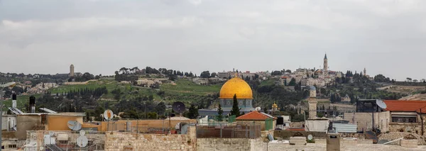 Panoramic View Dome Rock Old City Cloudy Day Taken Jerusalem — Stock Photo, Image