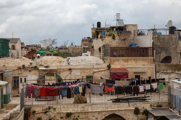 Bulutlu Bir Gün Boyunca Eski Şehir Konut Kudüs Srail Çekilmiş — Stok fotoğraf