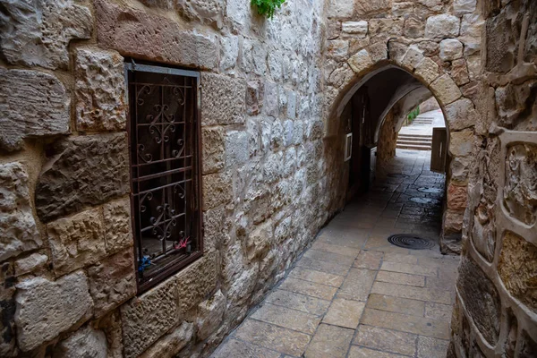 Widok Ulicy Starożytnego Starego Miasta Pochmurny Dzień Podjęte Jerozolimie Izrael — Zdjęcie stockowe