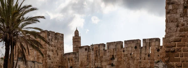 Vista Calle Antigua Ciudad Vieja Durante Día Nublado Tomado Jerusalén — Foto de Stock