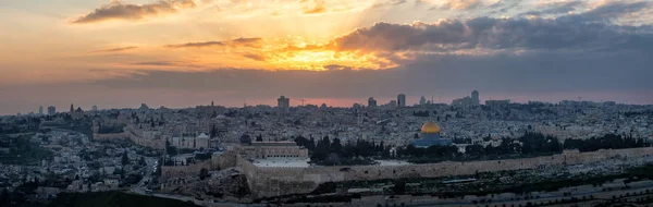 Beautiful Panoramic Aerial View Old City Dome Rock Dramatic Colorful — Stock Photo, Image