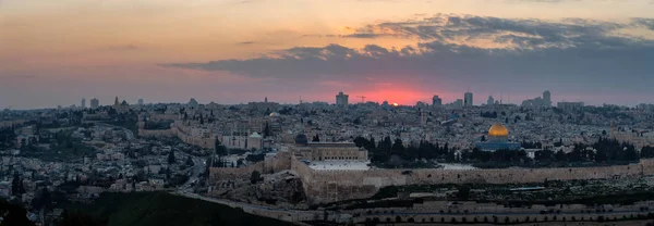 Beautiful Panoramic Aerial View Old City Dome Rock Dramatic Colorful — Stock Photo, Image