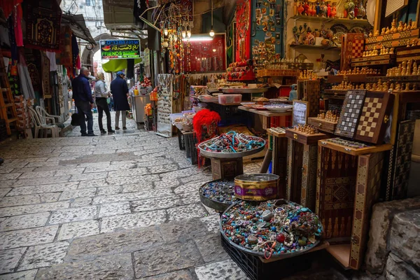 Иерусалим Израиль Апреля 2019 Года Рыночная Площадь Узких Улочках Старого — стоковое фото