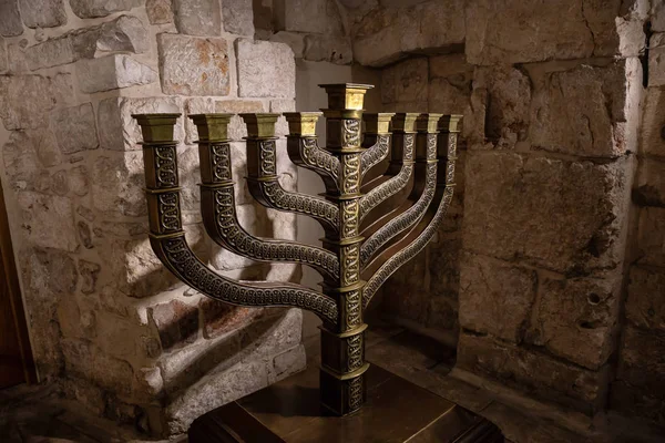 Gerusalemme Israele Aprile 2019 Grande Hanukkah Minorca Nella Tomba Del — Foto Stock