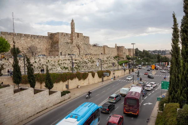 Ciudad Vieja Jerusalén Israel Abril 2019 Calles Ocupadas Con Coches — Foto de Stock