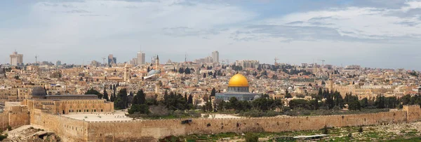 Beautiful Panoramic Aerial View Old City Tomb Prophets Dome Rock — Stock Photo, Image