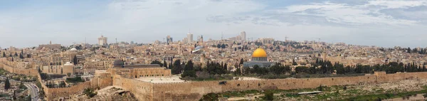 Beautiful Panoramic Aerial View Old City Tomb Prophets Dome Rock — Stock Photo, Image