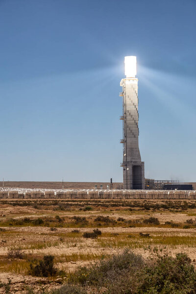 Big Tower at the Solar Power Station in Negev desert in Israel.