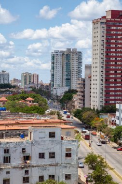 Havana City havadan görünümü, Küba'nın başkenti, canlı güneşli bir gün boyunca.