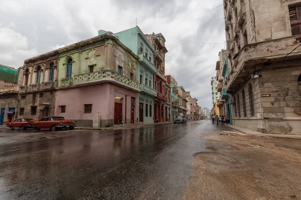 Güzel Eski Havana City Sokak Görünümü Küba Nın Başkenti Islak — Stok fotoğraf