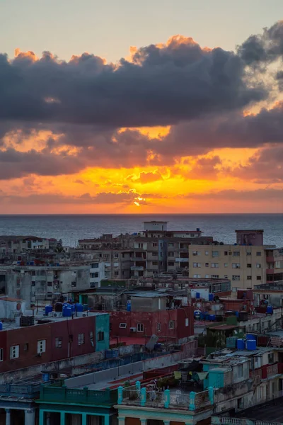 Renkli Bir Gün Batımı Sırasında Havana City Küba Nın Başkenti — Stok fotoğraf