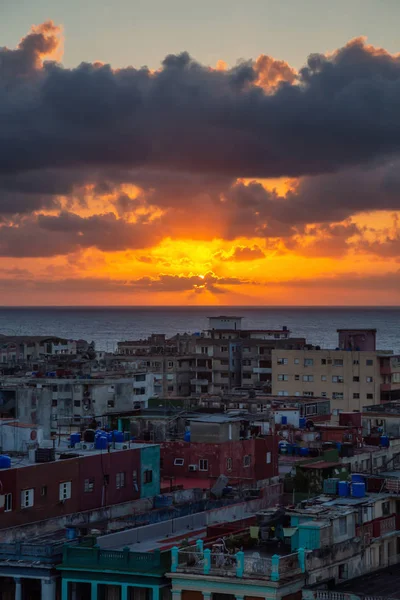 Vista Aérea Del Barrio Residencial Habana Capital Cuba Durante Colorido — Foto de Stock