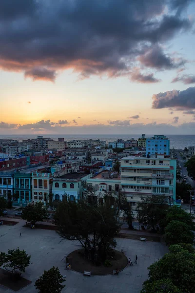 Vista Aérea Del Barrio Residencial Habana Capital Cuba Durante Colorido — Foto de Stock