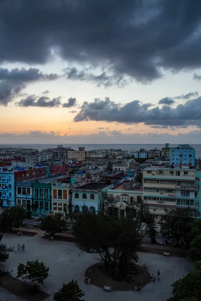 Vista Aérea Del Barrio Residencial Habana Capital Cuba Durante Colorido — Foto de Stock