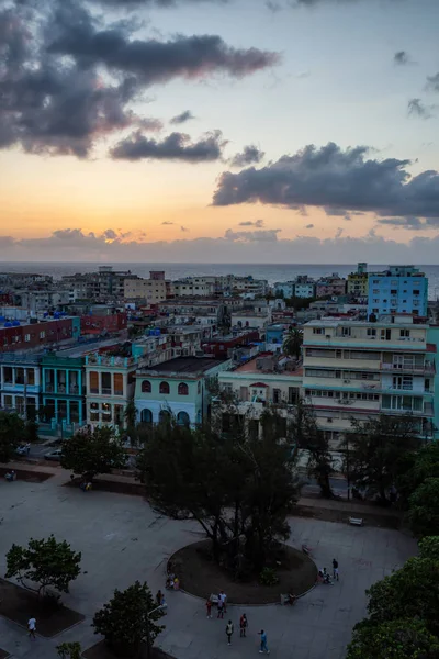 Vista Aérea Del Barrio Residencial Habana Capital Cuba Durante Colorido — Foto de Stock