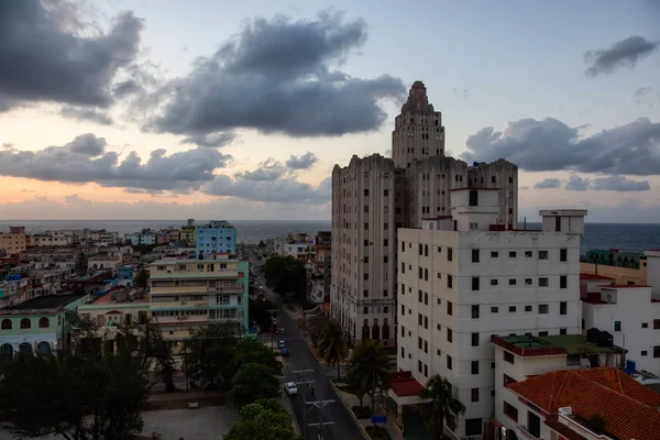Вид Воздуха Жилой Район Гаване Столице Кубы Время Красочного Заката — стоковое фото