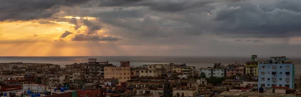 Vue Aérienne Panoramique Quartier Résidentiel Havane Capitale Cuba Lors Coucher — Photo