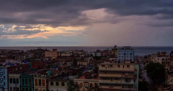 Vue Aérienne Panoramique Quartier Résidentiel Havane Capitale Cuba Lors Coucher — Photo