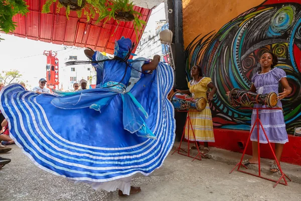 Hawana Kuba Maja 2019 Kubańscy Ludzie Wykonują Taniec Afrykański Starej — Zdjęcie stockowe